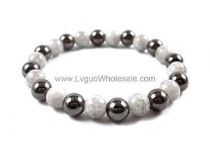 Hematite Stone Beaded Stretch Bracelet